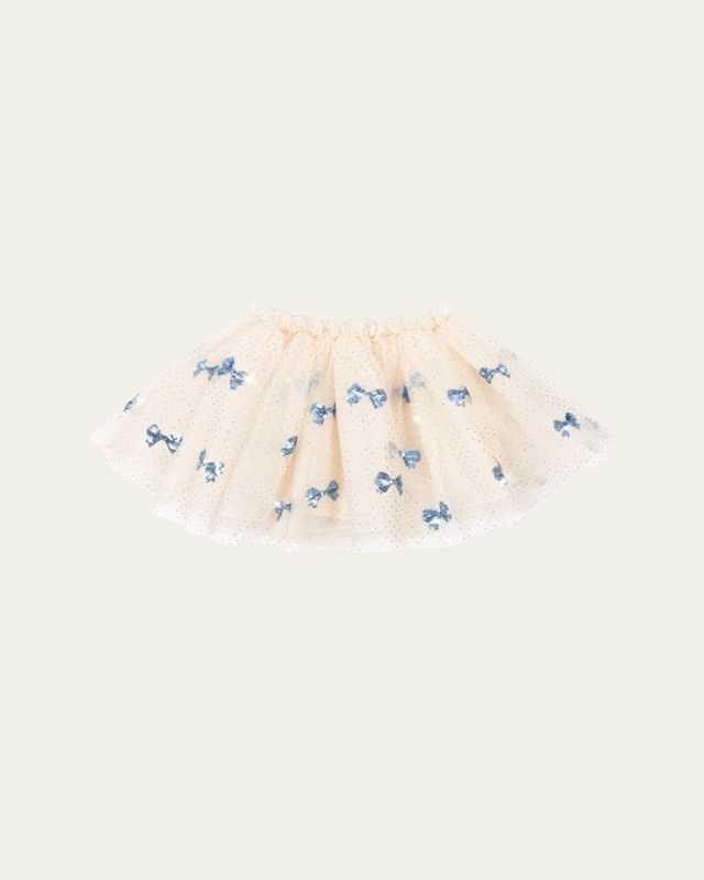 Girl's Yvonne Sequined Tulle Skirt, Size 12M-10